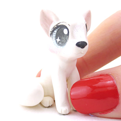 Arctic Fox Figurine - Polymer Clay Christmas Animals