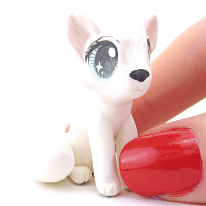 Arctic Fox Figurine - Polymer Clay Christmas Animals