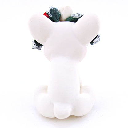 Baby Polar Bear with Winter Flower Crown Figurine - Polymer Clay Christmas Animals