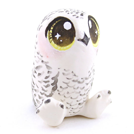 Little Snowy Owl Figurine - Polymer Clay Christmas Animals