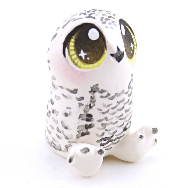Little Snowy Owl Figurine - Polymer Clay Christmas Animals