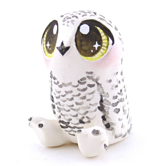 Little Snowy Owl Figurine - Polymer Clay Christmas Animals