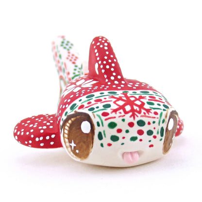 Christmas Sweater Whale Shark Figurine - Polymer Clay Christmas Animals