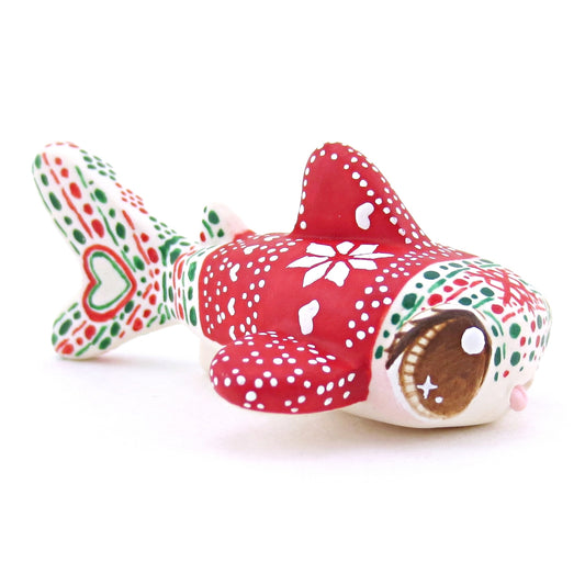 Christmas Sweater Whale Shark Figurine - Polymer Clay Christmas Animals