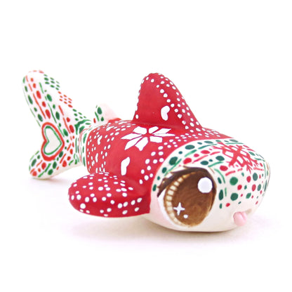 Christmas Sweater Whale Shark Figurine - Polymer Clay Christmas Animals