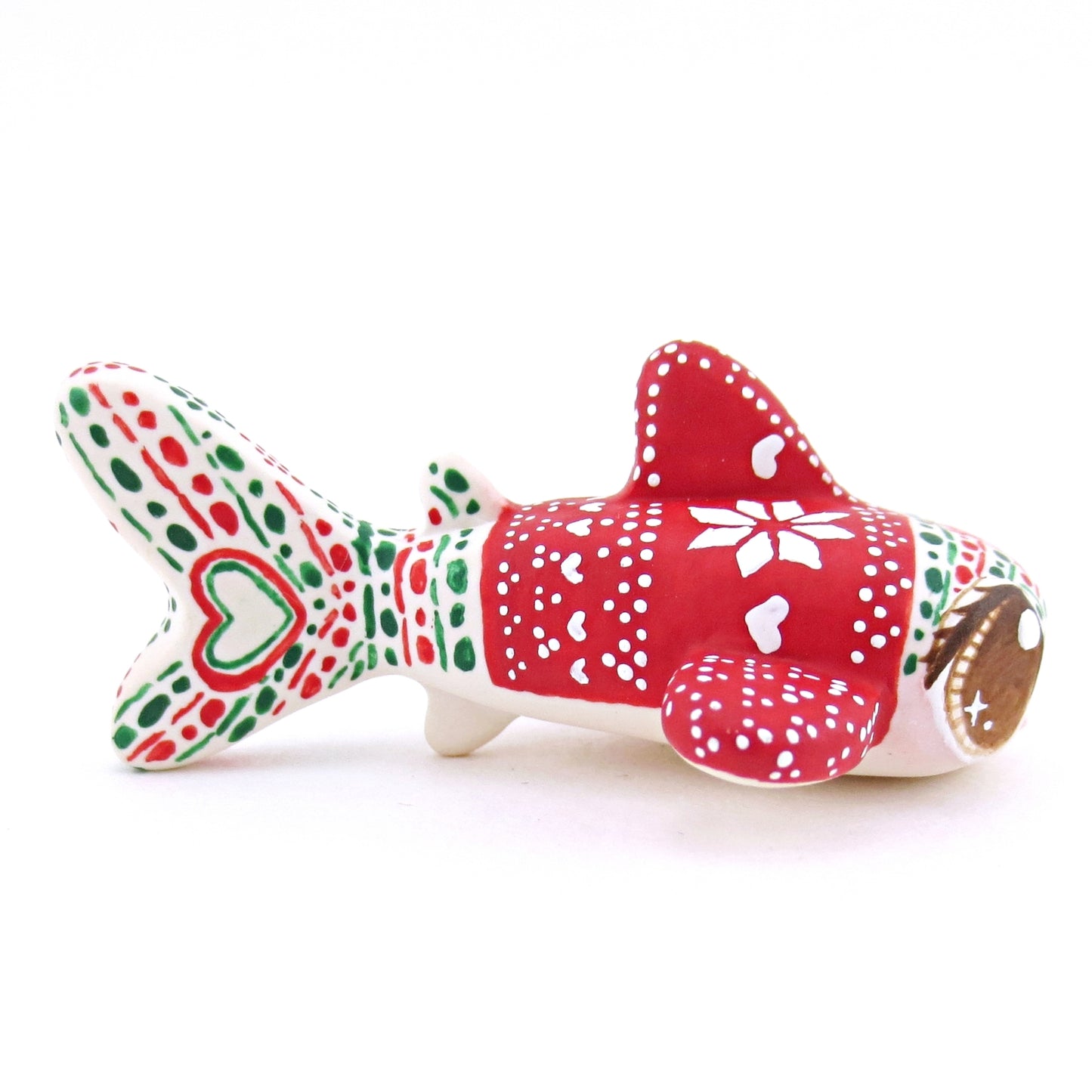 Christmas Sweater Whale Shark Figurine - Polymer Clay Christmas Animals