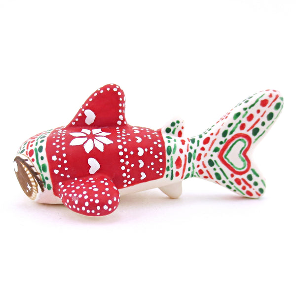 Christmas Sweater Whale Shark Figurine - Polymer Clay Christmas Animals