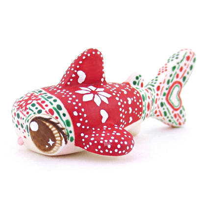 Christmas Sweater Whale Shark Figurine - Polymer Clay Christmas Animals