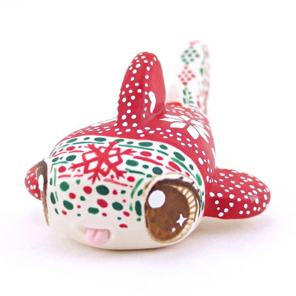 Christmas Sweater Whale Shark Figurine - Polymer Clay Christmas Animals