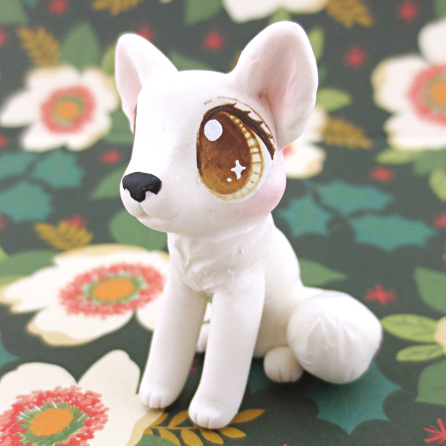 Arctic White Wolf Figurine - Polymer Clay Christmas Animals