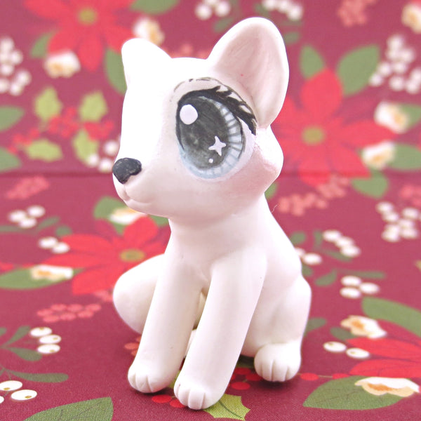 Arctic Fox Figurine - Polymer Clay Christmas Animals