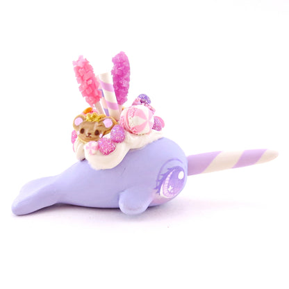 Sugar Plum Blue-Purple Dessert Narwhal Figurine - Polymer Clay Christmas Animals