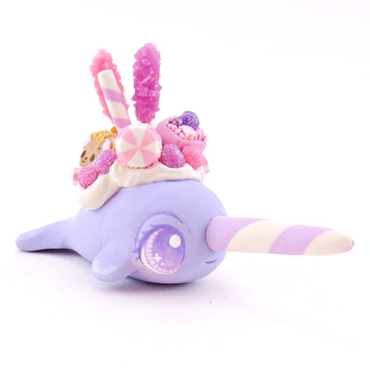 Sugar Plum Blue-Purple Dessert Narwhal Figurine - Polymer Clay Christmas Animals