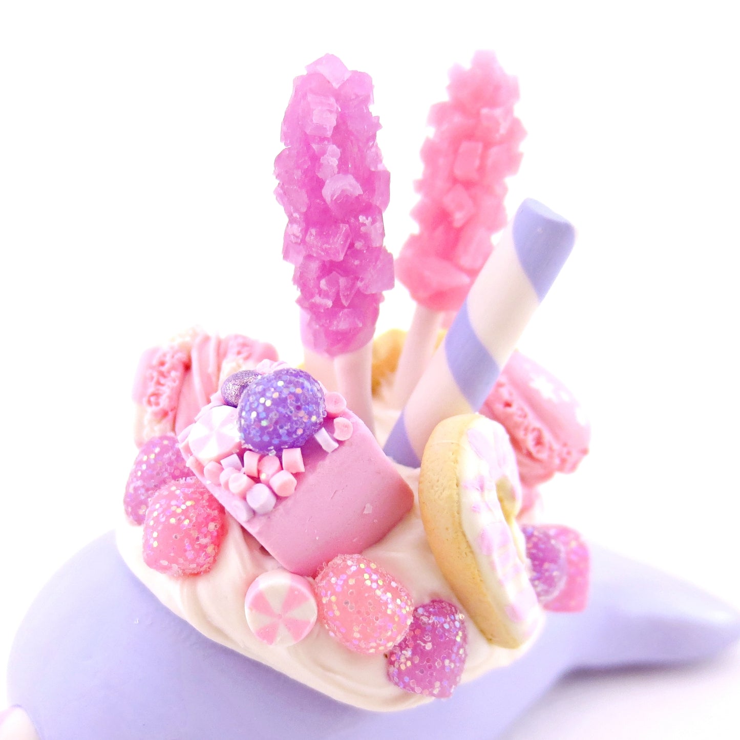 Sugar Plum Blue-Purple Dessert Narwhal Figurine - Polymer Clay Christmas Animals