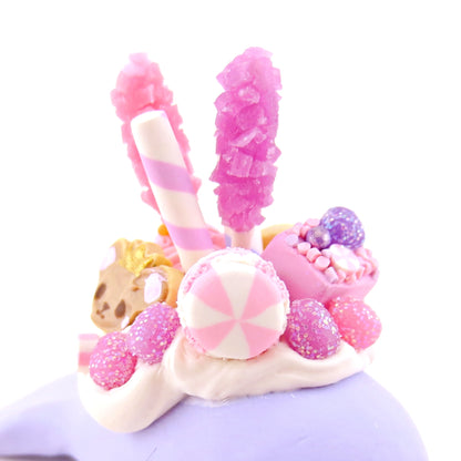 Sugar Plum Blue-Purple Dessert Narwhal Figurine - Polymer Clay Christmas Animals