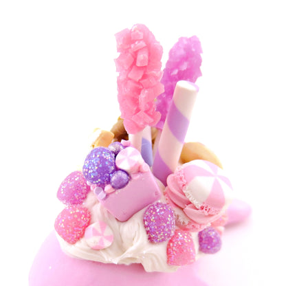 Sugar Plum Pink Dessert Narwhal Figurine - Polymer Clay Christmas Animals