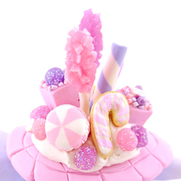 Sugar Plum Pink Shell Dessert Turtle Figurine - Polymer Clay Christmas Animals