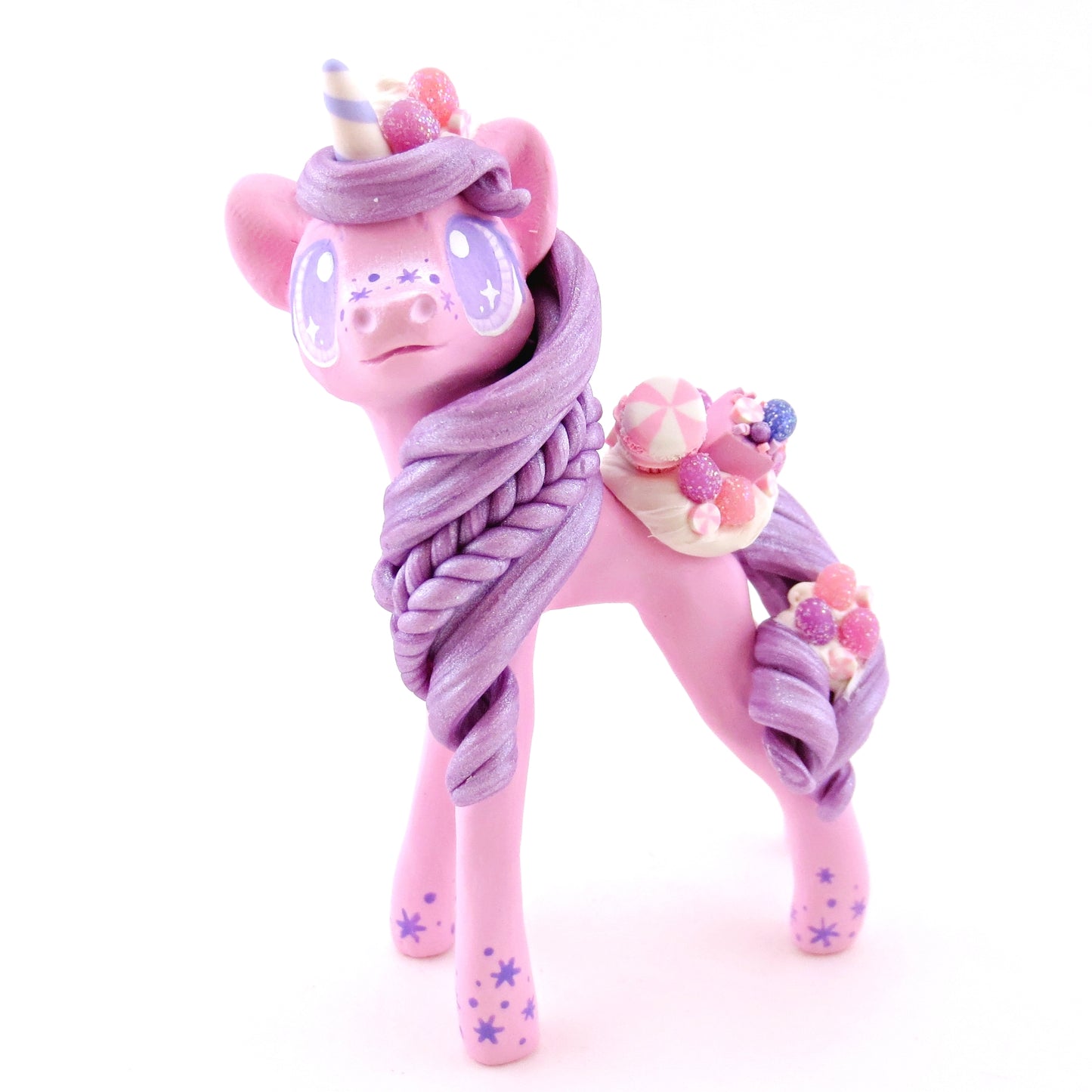 Sugar Plum Unicorn Figurine - Polymer Clay Christmas Animals