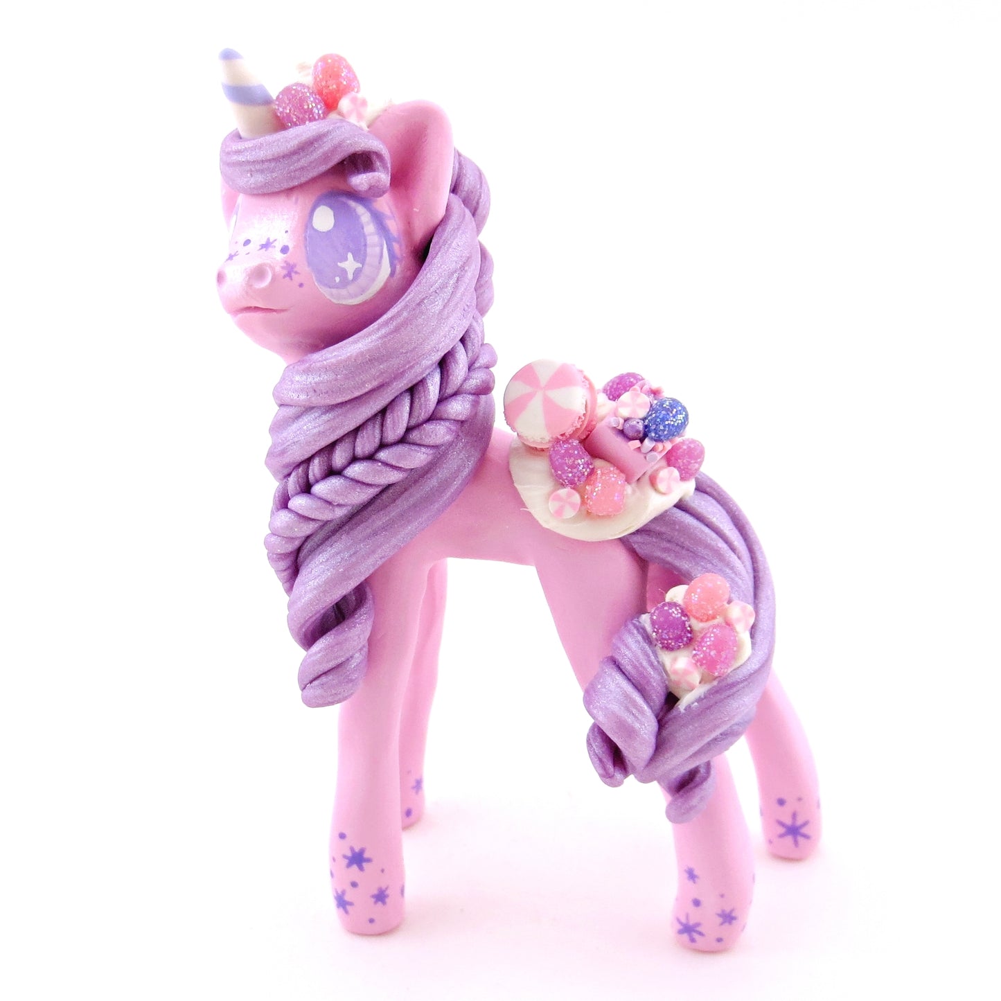 Sugar Plum Unicorn Figurine - Polymer Clay Christmas Animals