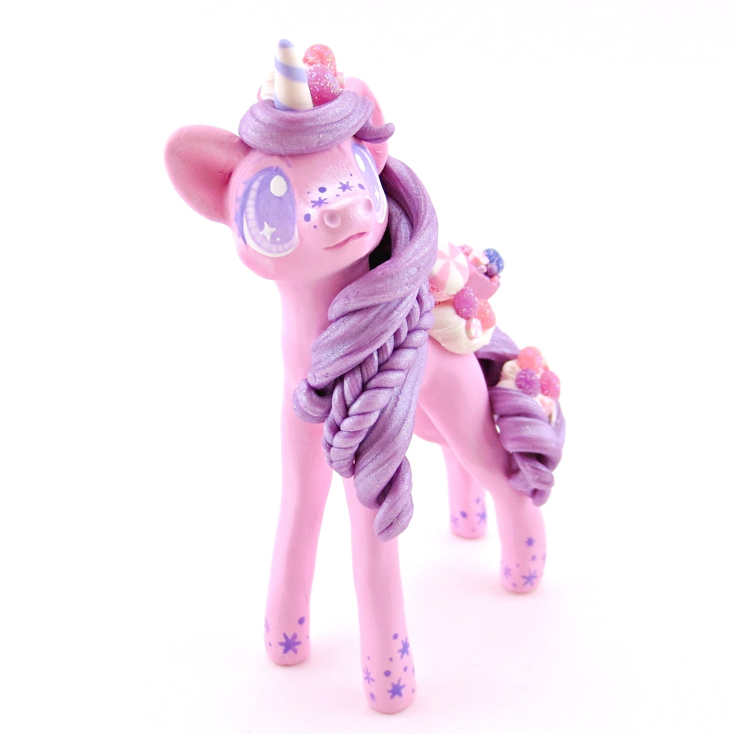 Sugar Plum Unicorn Figurine - Polymer Clay Christmas Animals