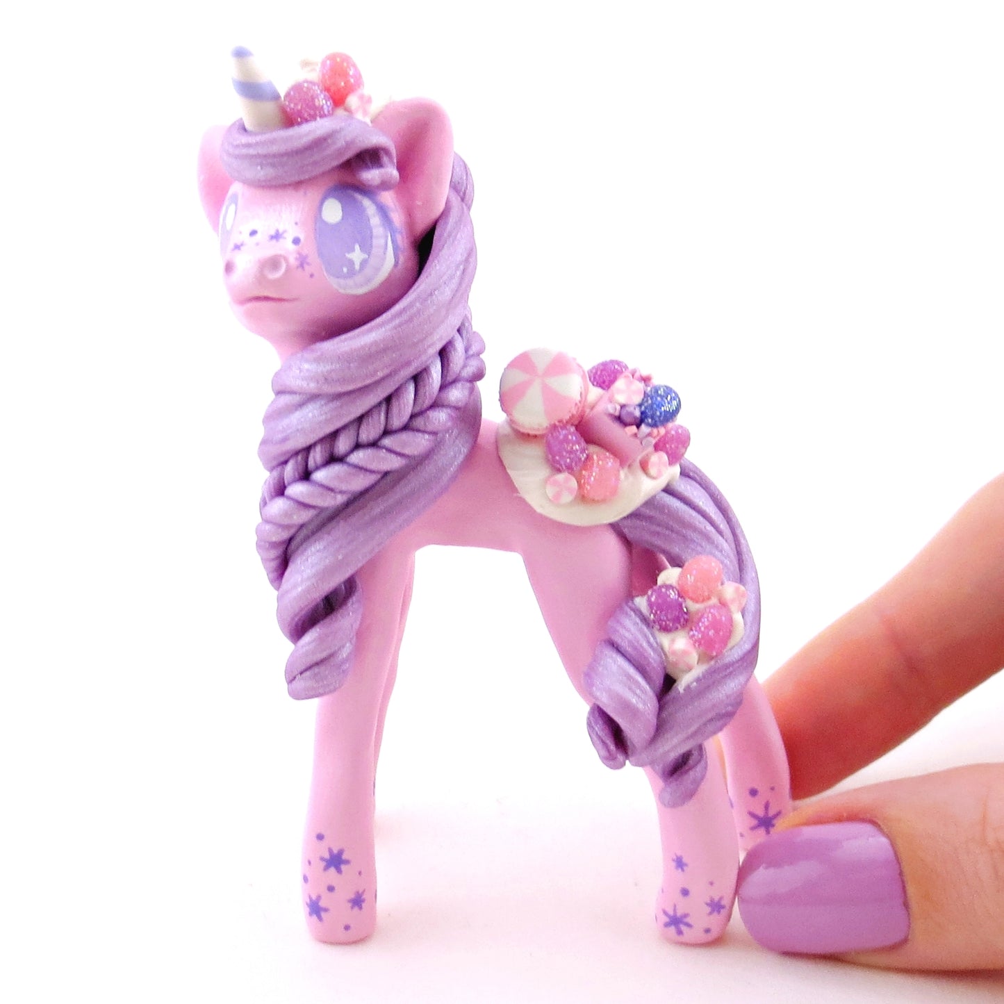 Sugar Plum Unicorn Figurine - Polymer Clay Christmas Animals