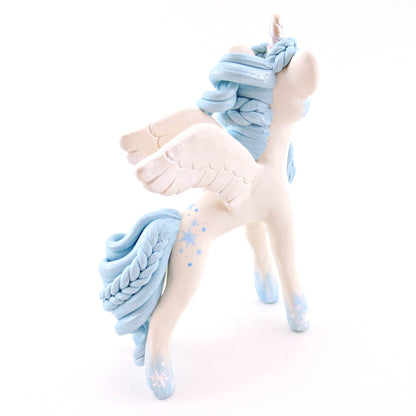 Icy Snowflake Unicorn Figurine - Polymer Clay Christmas Animals