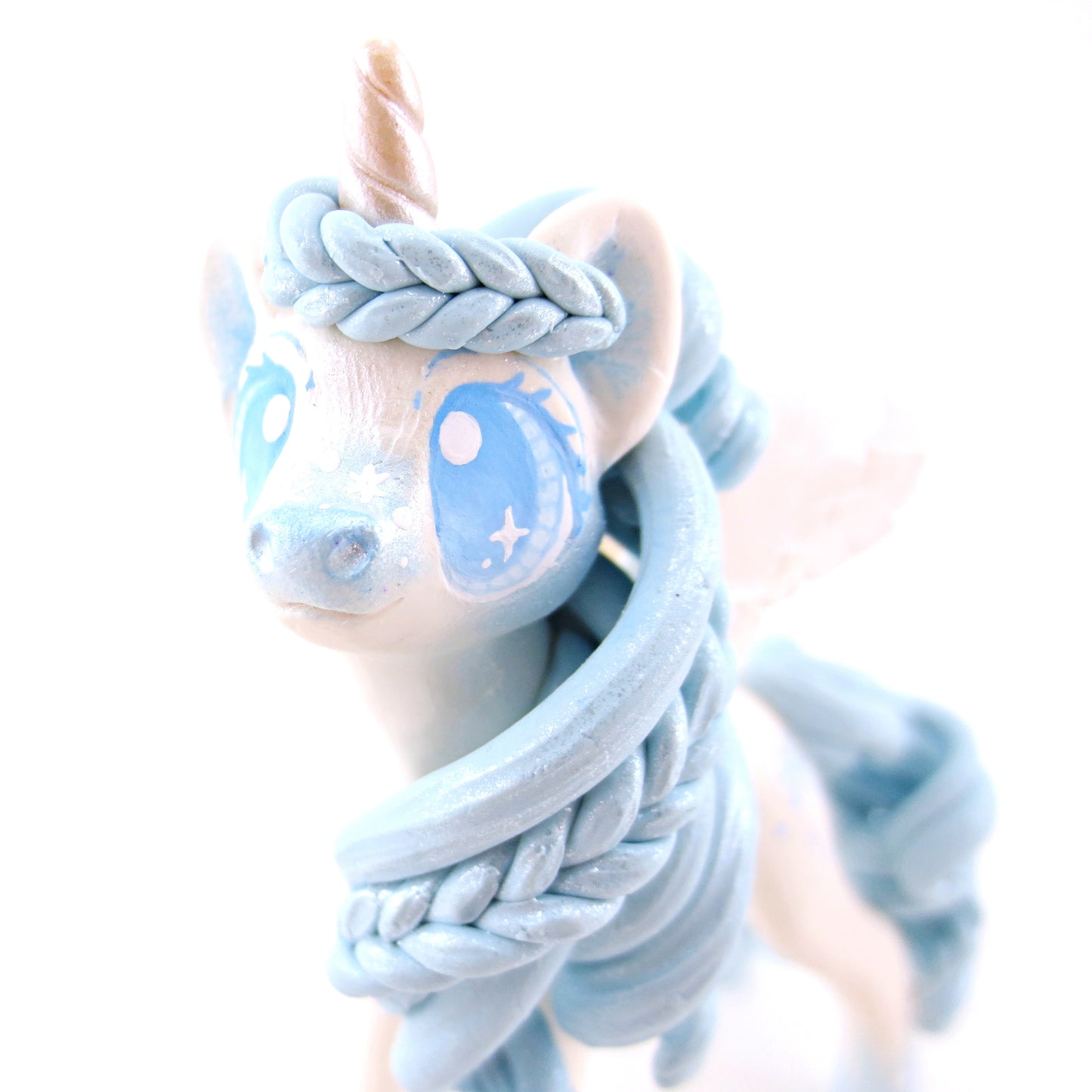 Icy Snowflake Unicorn Figurine - Polymer Clay Christmas Animals