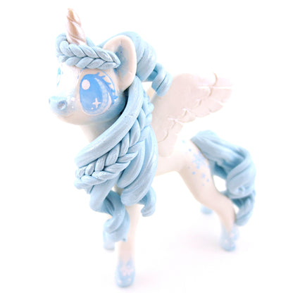 Icy Snowflake Unicorn Figurine - Polymer Clay Christmas Animals