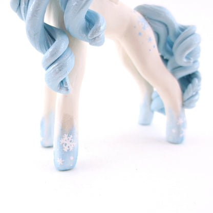 Icy Snowflake Unicorn Figurine - Polymer Clay Christmas Animals