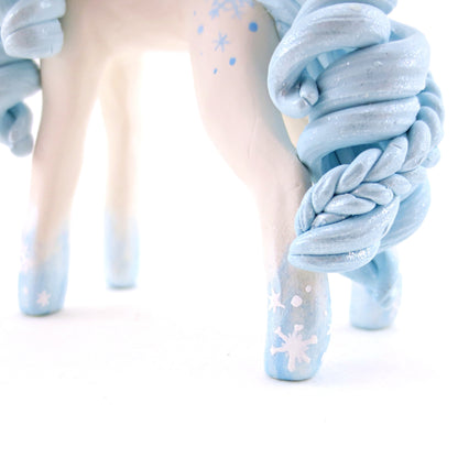 Icy Snowflake Unicorn Figurine - Polymer Clay Christmas Animals