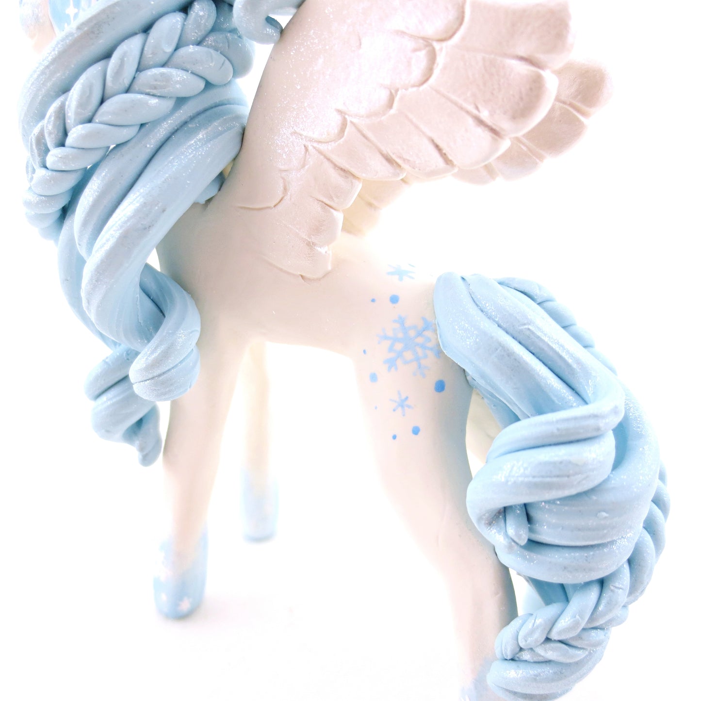 Icy Snowflake Unicorn Figurine - Polymer Clay Christmas Animals