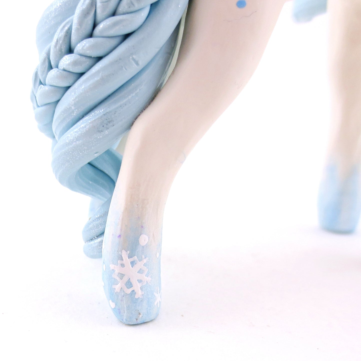 Icy Snowflake Unicorn Figurine - Polymer Clay Christmas Animals