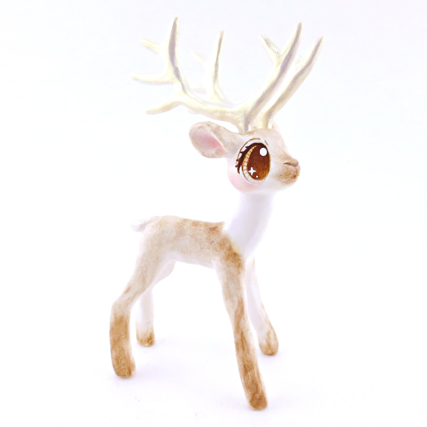 Cupid - Big-Antlered Reindeer Figurine - Polymer Clay Christmas Animals