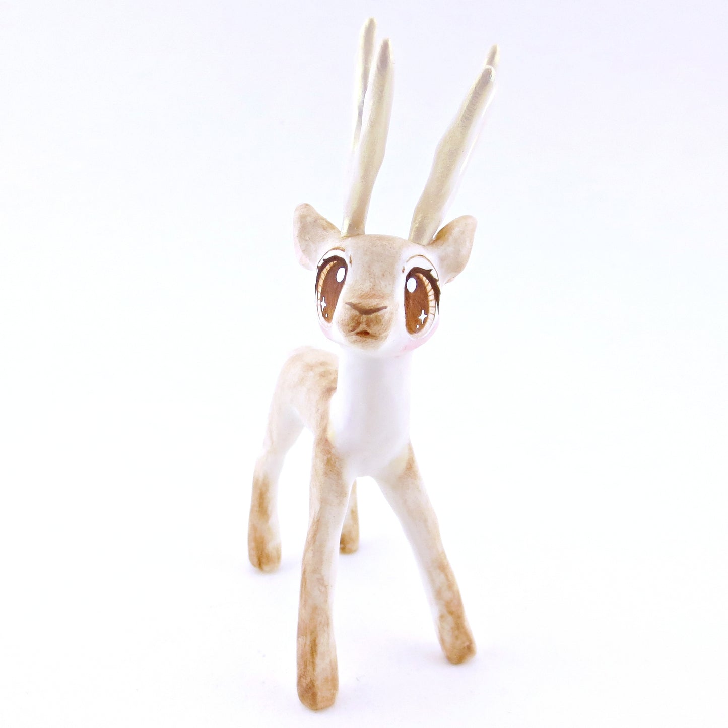 Cupid - Big-Antlered Reindeer Figurine - Polymer Clay Christmas Animals