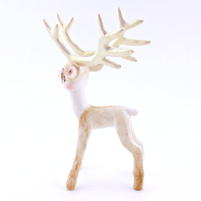 Cupid - Big-Antlered Reindeer Figurine - Polymer Clay Christmas Animals