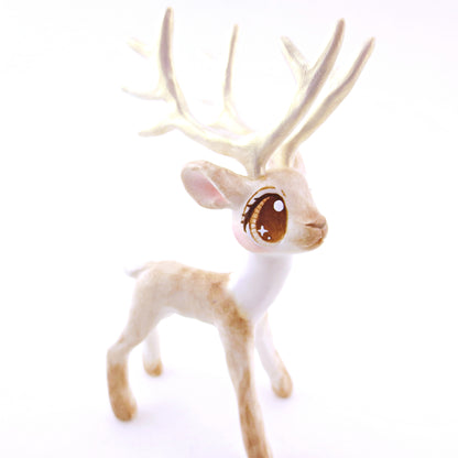 Cupid - Big-Antlered Reindeer Figurine - Polymer Clay Christmas Animals