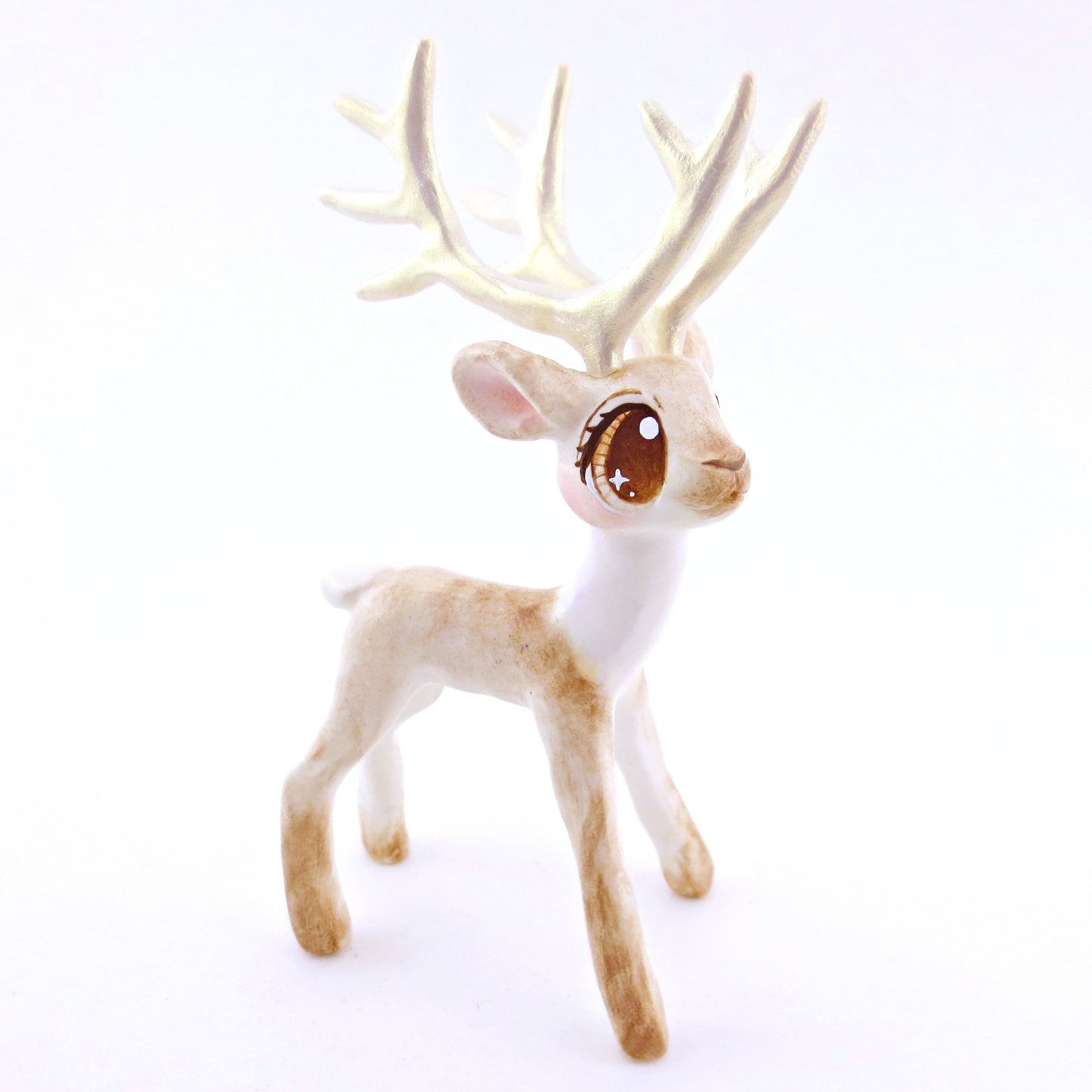 Cupid - Big-Antlered Reindeer Figurine - Polymer Clay Christmas Animals