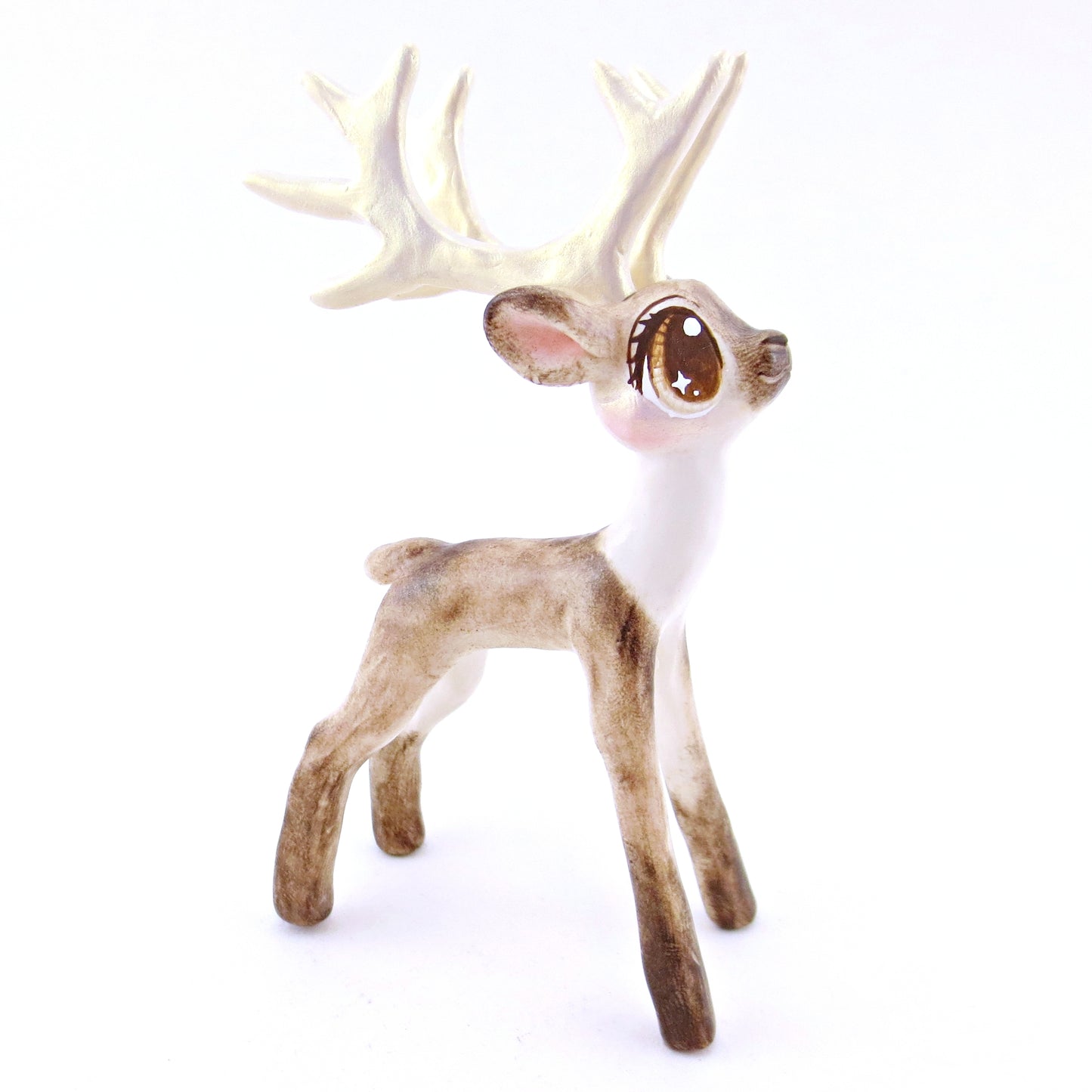 Dasher - Big-Antlered Reindeer Figurine - Polymer Clay Christmas Animals