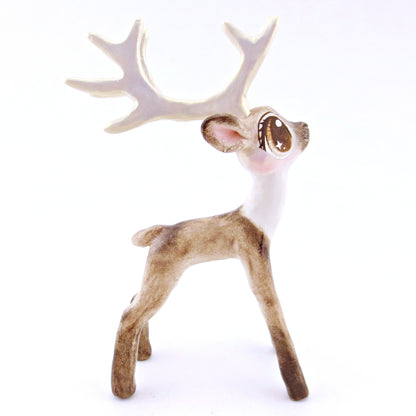 Dasher - Big-Antlered Reindeer Figurine - Polymer Clay Christmas Animals