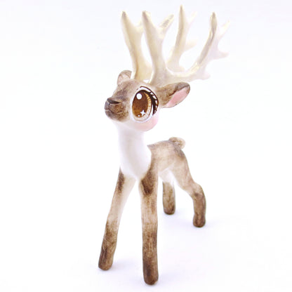 Dasher - Big-Antlered Reindeer Figurine - Polymer Clay Christmas Animals