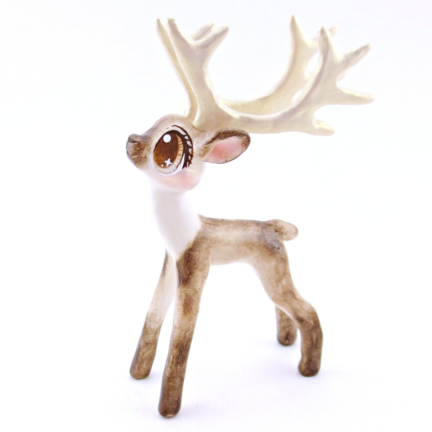 Dasher - Big-Antlered Reindeer Figurine - Polymer Clay Christmas Animals