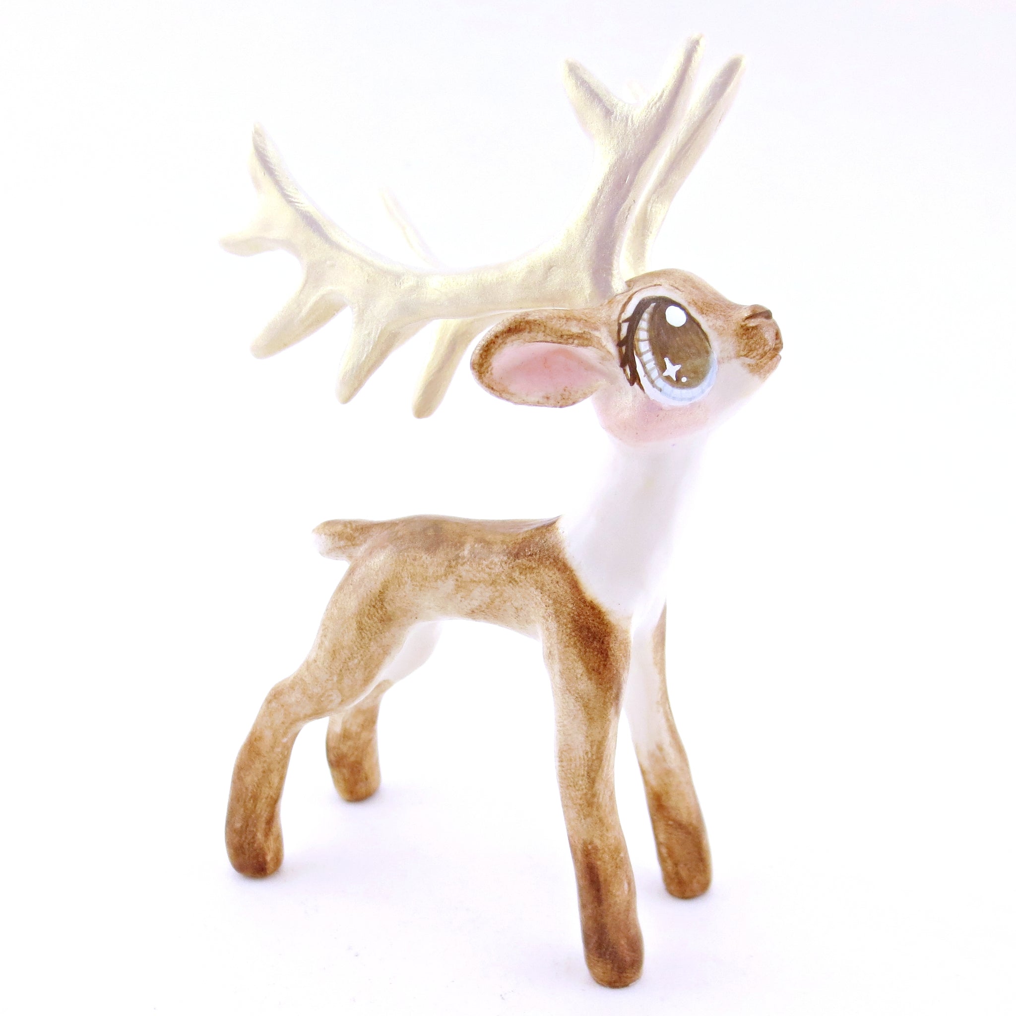 Comet - Big-Antlered Reindeer Figurine - Polymer Clay Christmas Animals