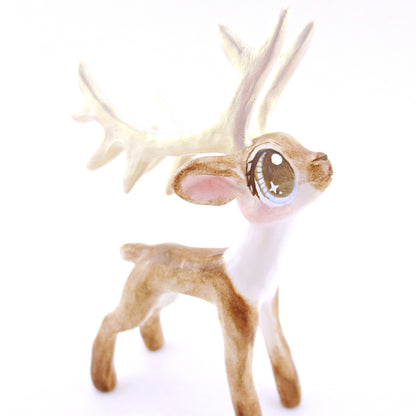 Comet - Big-Antlered Reindeer Figurine - Polymer Clay Christmas Animals