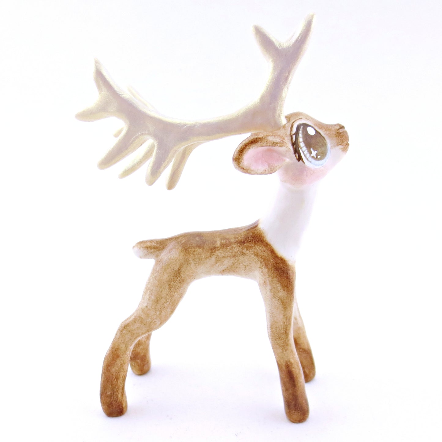 Comet - Big-Antlered Reindeer Figurine - Polymer Clay Christmas Animals