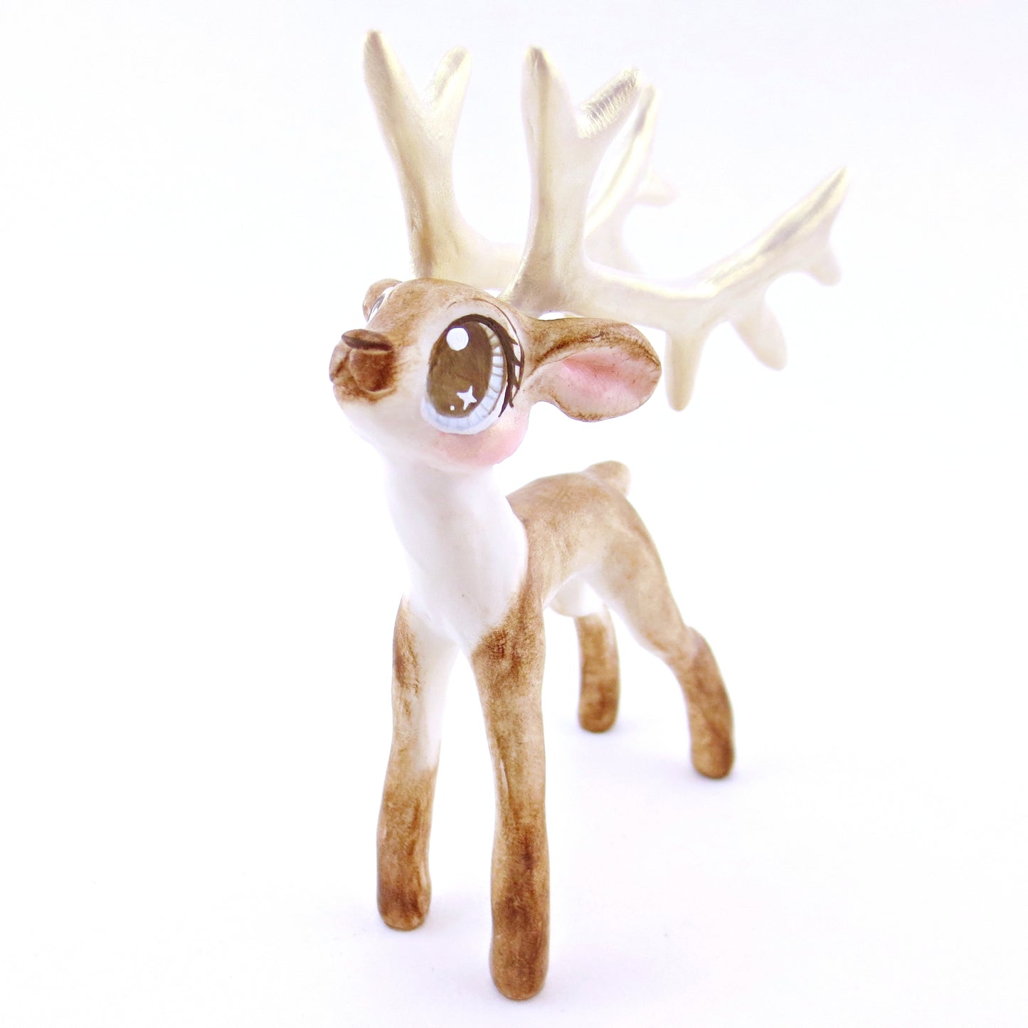 Comet - Big-Antlered Reindeer Figurine - Polymer Clay Christmas Animals