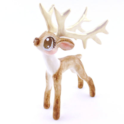 Comet - Big-Antlered Reindeer Figurine - Polymer Clay Christmas Animals