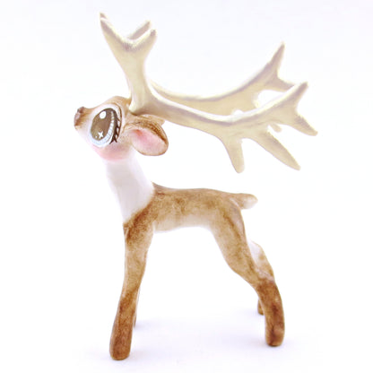 Comet - Big-Antlered Reindeer Figurine - Polymer Clay Christmas Animals