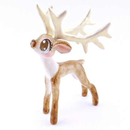 Comet - Big-Antlered Reindeer Figurine - Polymer Clay Christmas Animals