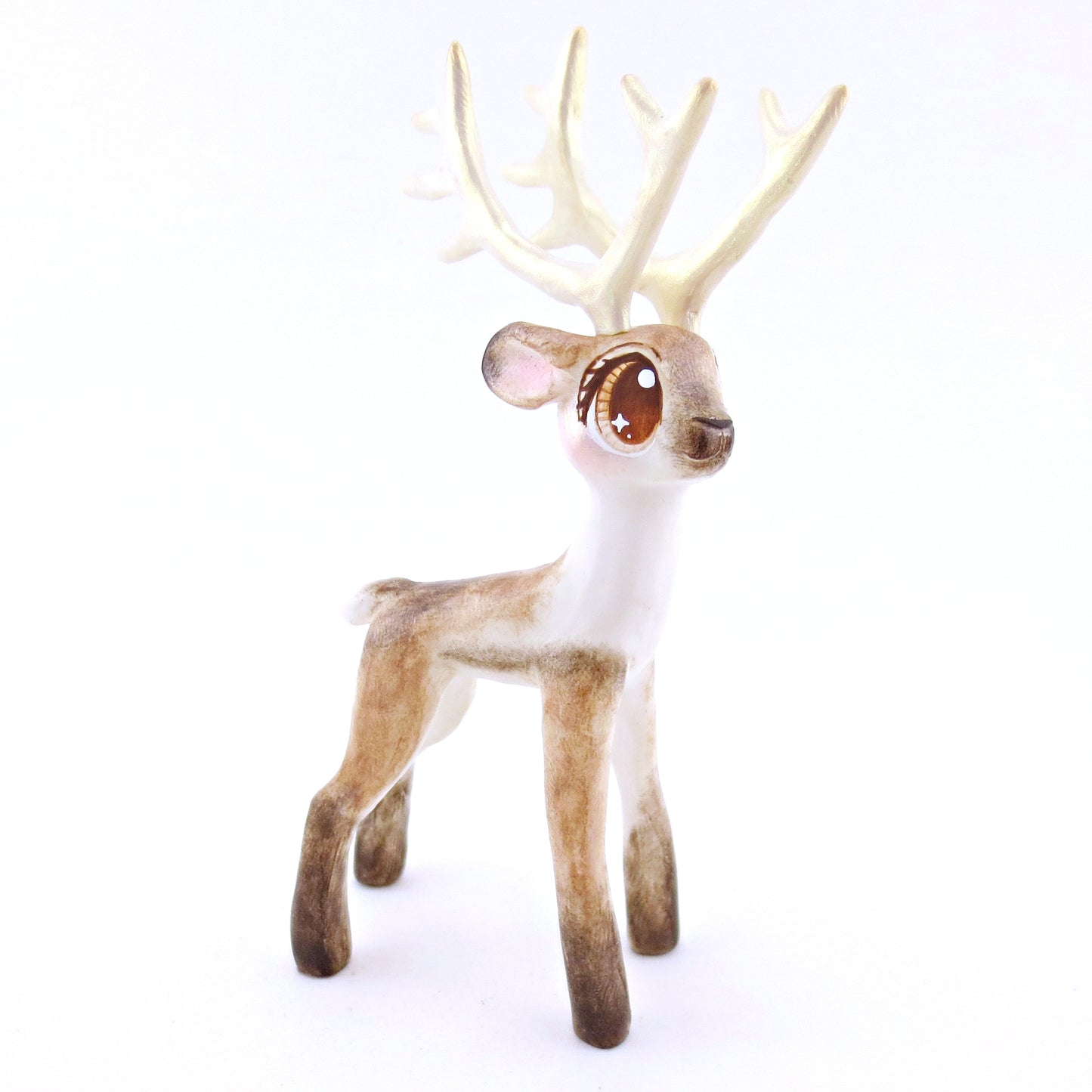 Donner - Big-Antlered Reindeer Figurine - Polymer Clay Christmas Animals