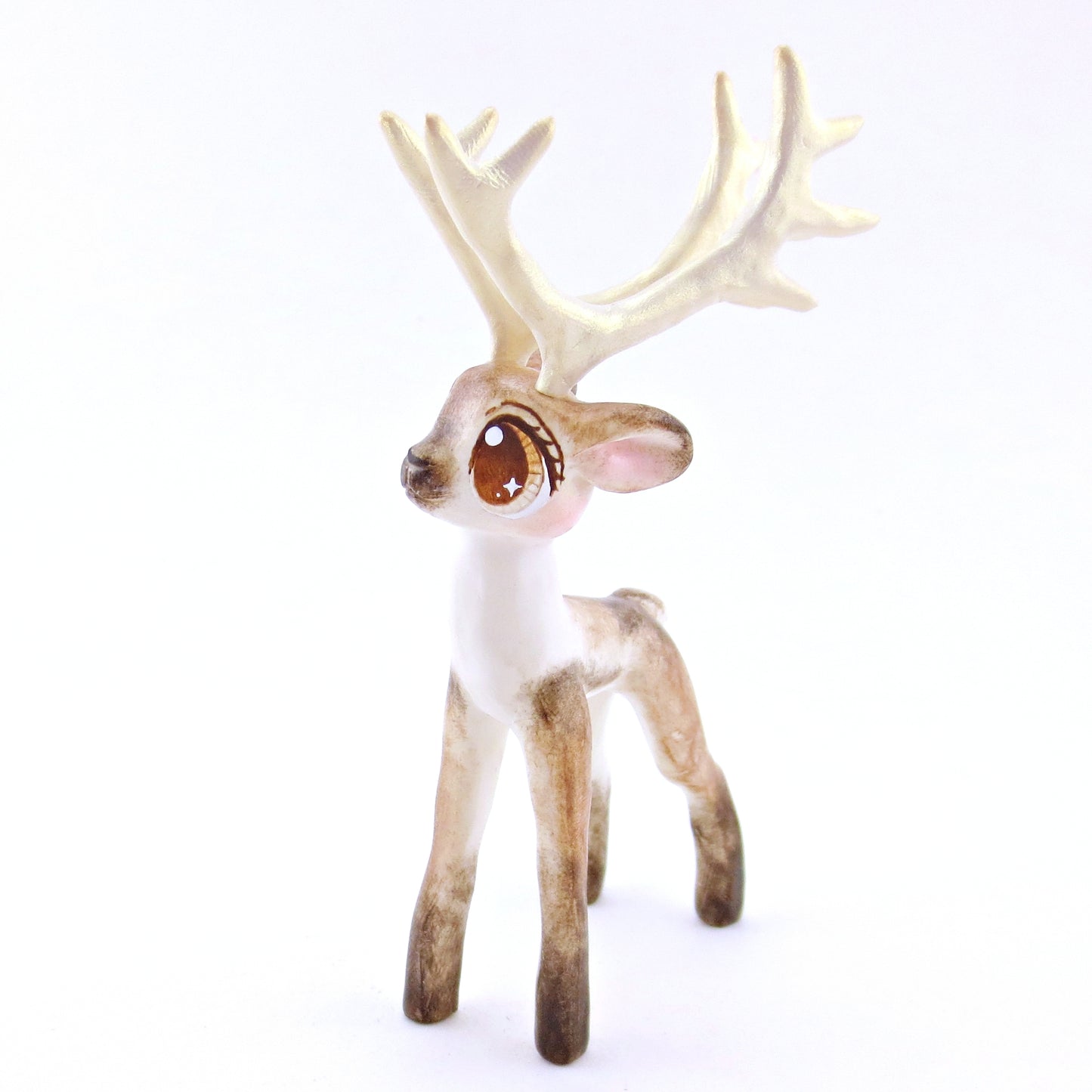 Donner - Big-Antlered Reindeer Figurine - Polymer Clay Christmas Animals